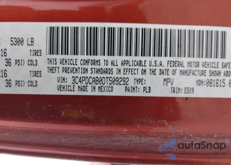 2013 Dodge Journey American Value Pkg z USA, uszkodzony, nr VIN 3C4PDCAB0DT509292